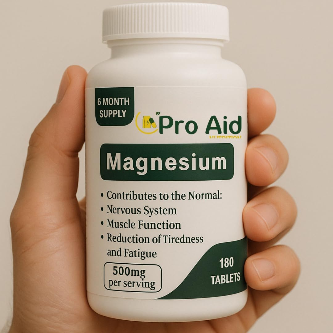 Magnesium Tablets 180 Pack by ProAid | Vegan & Vegetarian | 6 Months Supply | Made in UK | Easy to Swallow 11mm Tablets