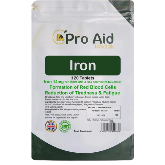 Iron - 14mg for Red Blood Cells, Tiredness, Cognitive Function