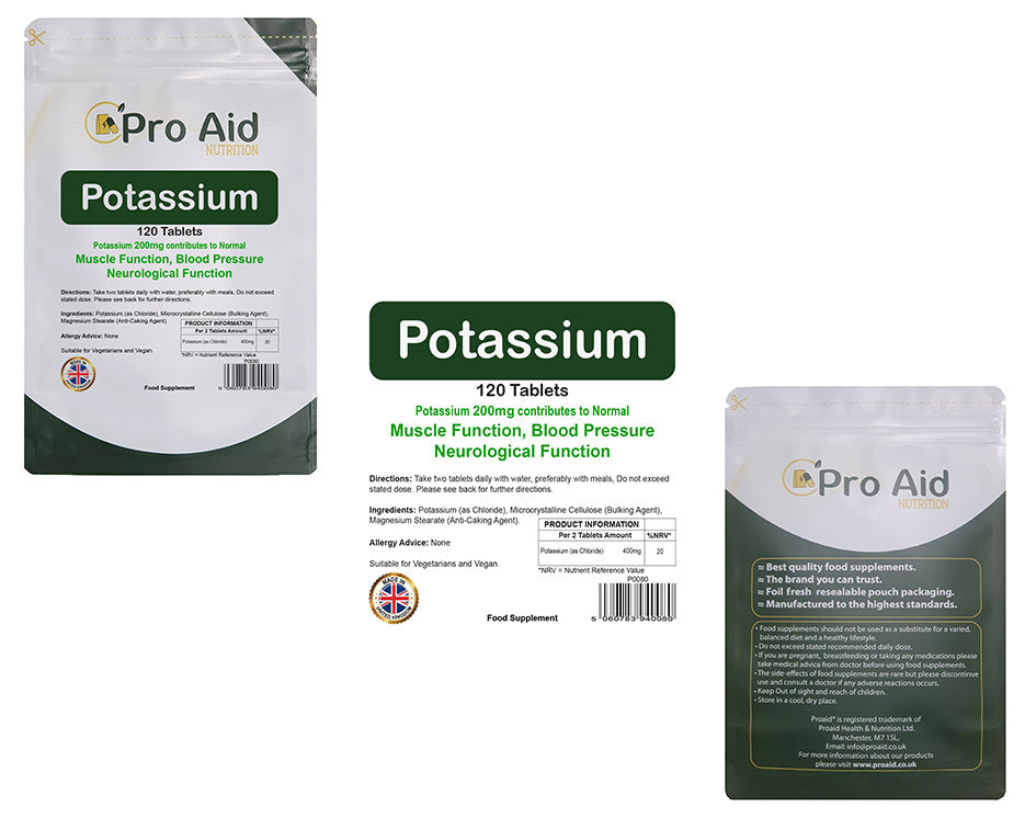 Potassium Tablets 200mg Normal Blood Pressure, Neurological Function