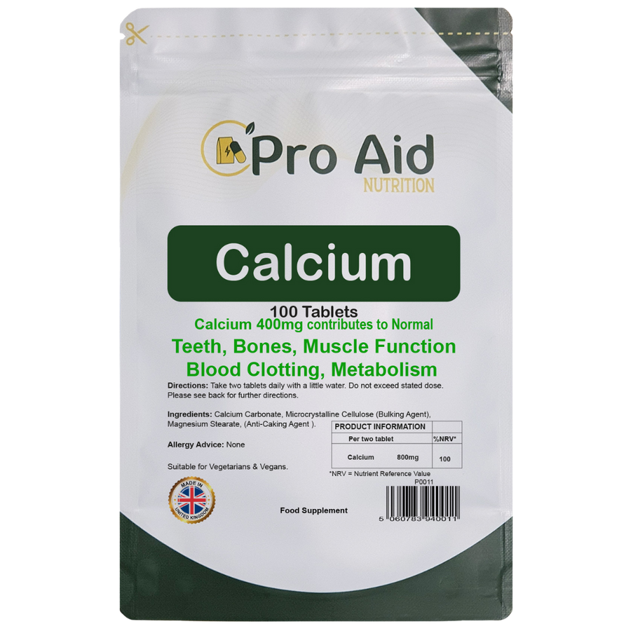 Calcium 400mg Tablets | 100 Pack | Healthy Bones & Teeth | Vegetarian & Vegan | By Proaid