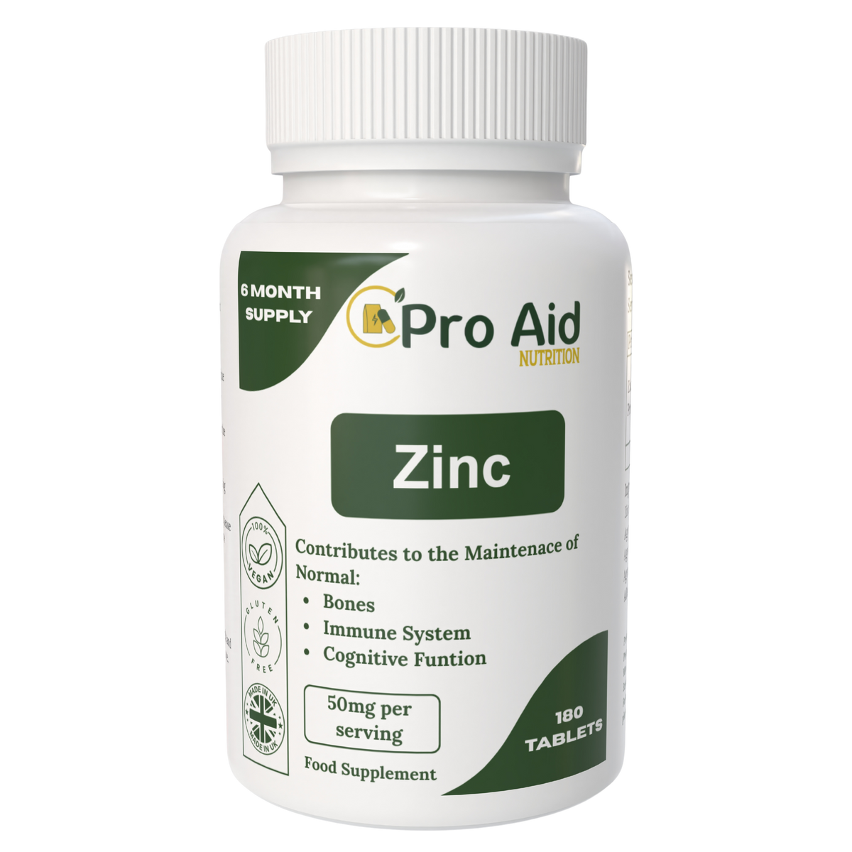 Zinc 50mg Tablets | 180 Pack | 6 Month Supply | Immune & Sexual Health Support | Vegan | By Proaid