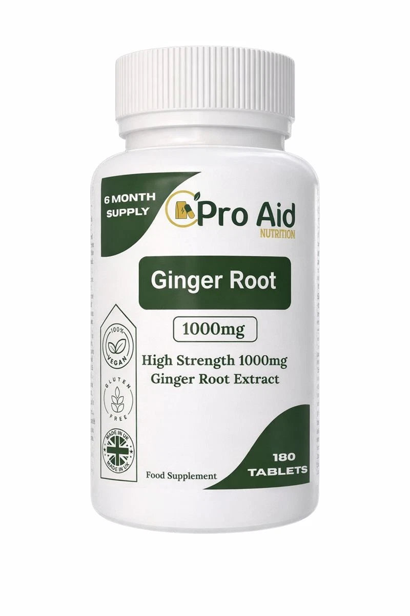 Ginger Root 1000mg Tablets | 180 Pack | Herbal Extract | Vegetarian & Vegan | By Proaid