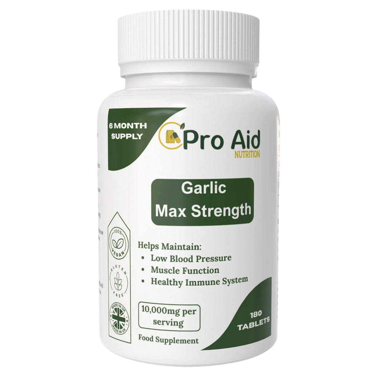Garlic Extract 10,000mg Tablets | 180 Pack | Odourless Extract | Vegetarian & Vegan | By Proaid