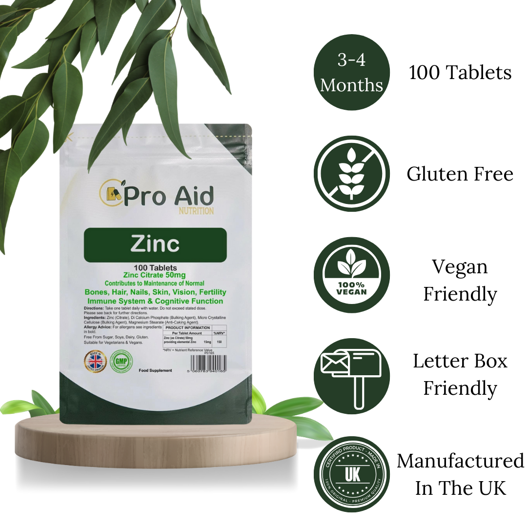 Zinc Citrate Tablets 50mg Immune Health, Healthy Skin