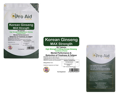 Korean Ginseng MAX Strength 3125mg Tablets