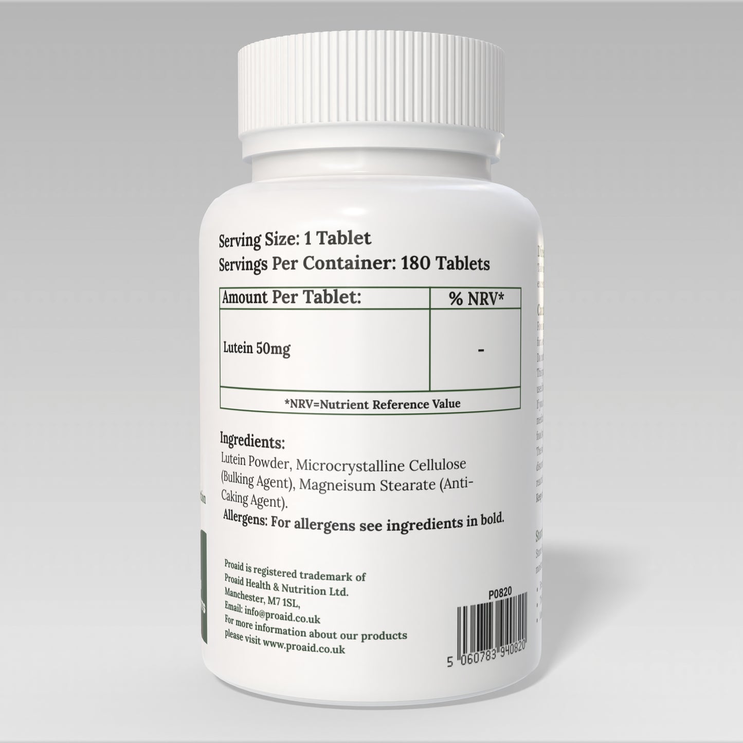 Lutein 50mg High Strength Eye Care Health 180 Tablets By Proaid