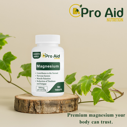 Magnesium Tablets 500mg  by ProAid | Vegan & Vegetarian | Made in UK | Easy to Swallow Tablets