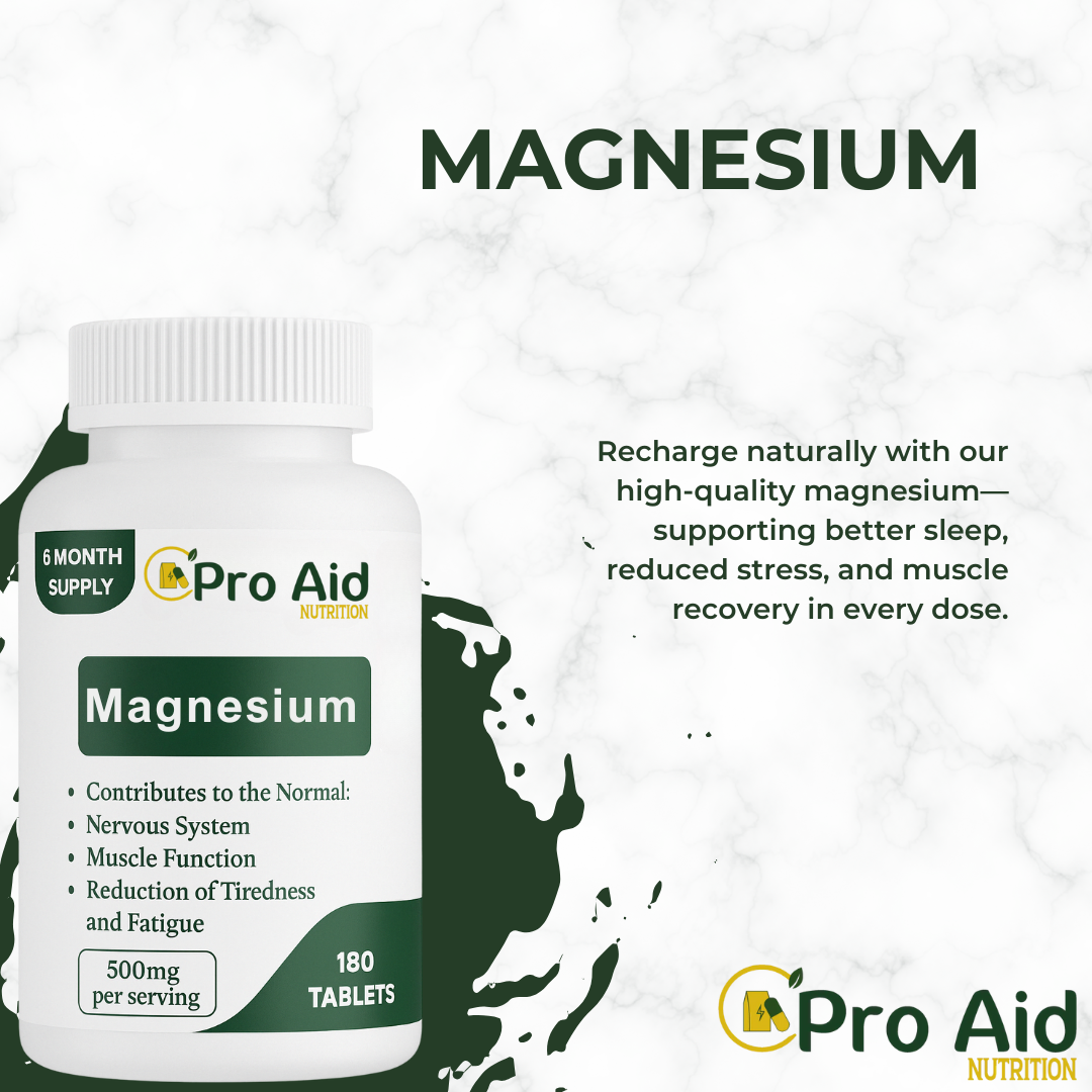 Magnesium Tablets 500mg  by ProAid | Vegan & Vegetarian | Made in UK | Easy to Swallow Tablets