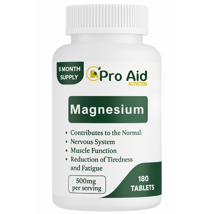 Magnesium Tablets 500mg  by ProAid | Vegan & Vegetarian | Made in UK | Easy to Swallow Tablets