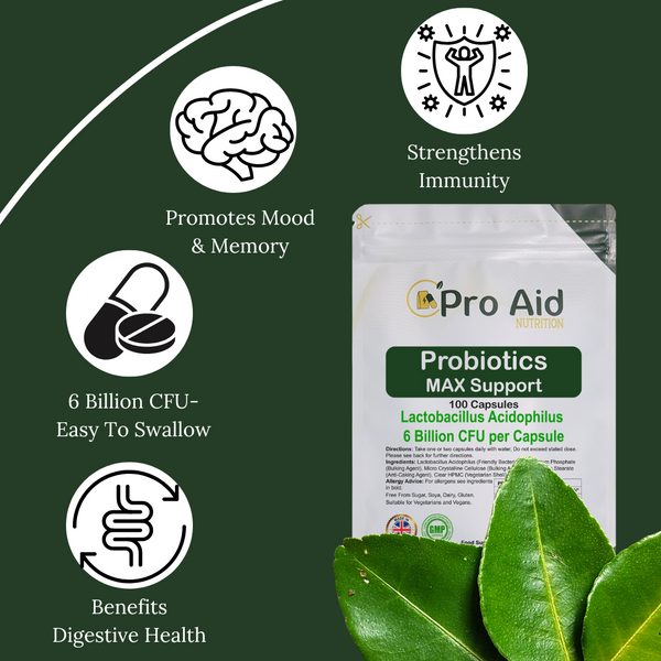 Probiotics Capsules  100 Pack  Gut & Digestive Support  Vegan  By Proaid