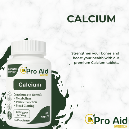 Calcium 400mg Tablets | 180 Pack | Healthy Bones & Teeth | UK Made | Vegan | By Proaid