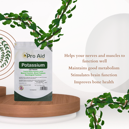 Potassium 200mg Tablets | 120 Pack | Muscle Function | Vegetarian & Vegan | By Proaid
