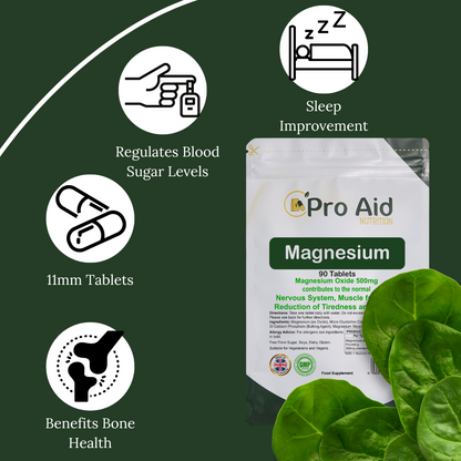 Magnesium Tablets 90 Pack by Proaid | Vegan & Vegetarian | 3 Months Supply | Made in UK
