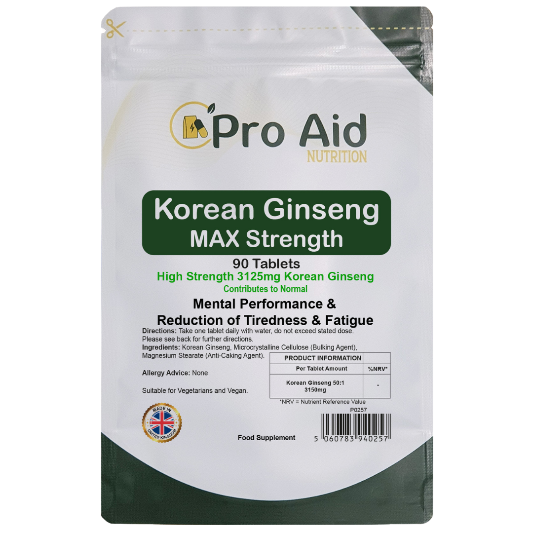 Korean Ginseng 3125mg Tablets | 90 Pack | Max Strength | Vegetarian & Vegan | By Proaid