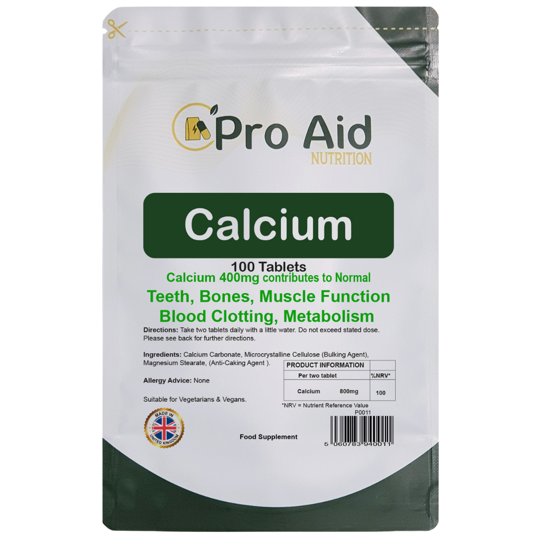 Calcium 400mg Tablets | 100 Pack | Healthy Bones & Teeth | Vegetarian & Vegan | By Proaid