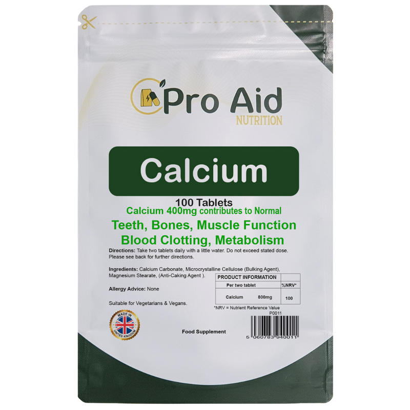 Calcium 400mg Tablets | 100 Pack | Healthy Bones & Teeth | Vegetarian & Vegan | By Proaid