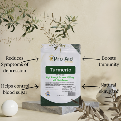 Turmeric 1500mg Tablets | 90 Pack | With Black Pepper | Vegetarian & Vegan | By Proaid