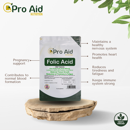Folic Acid 400MCG Tablets | 360 Pack | Tiredness & Fatigue Reduction | Vegetarian & Vegan | By Proaid