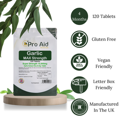 Garlic 10,000mg Tablets | 120 Pack | Immune Support | Vegetarian & Vegan | By Proaid