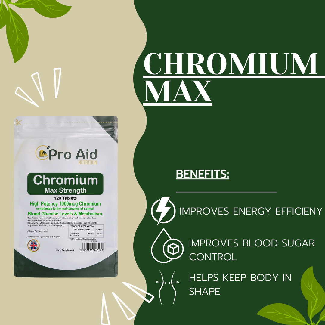 Chromium Picolinate 1000MCG Tablets | MAX Strength | 120 Pack | Vegetarian & Vegan | By Proaid
