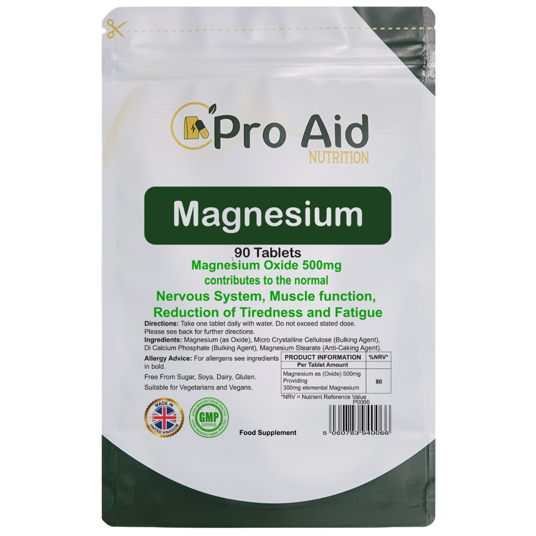 Magnesium Tablets 90 Pack by Proaid | Vegan & Vegetarian | 3 Months Supply | Made in UK