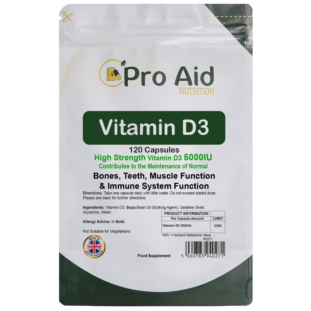 Vitamin D3 5000IU Tablets | 120 Pack | High Strength | Not Suitable For Vegetarians | By Proaid