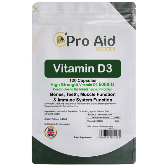 Vitamin D3 5000IU Tablets | 120 Pack | High Strength | Not Suitable For Vegetarians | By Proaid