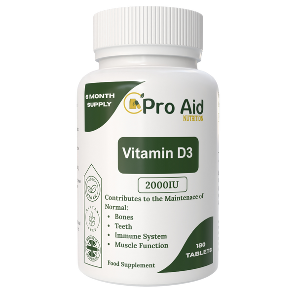 Vitamin D3 2000IU Tablets  180 Pack  6 Month Supply  Immune & Muscle Function  Vegan  By Proaid