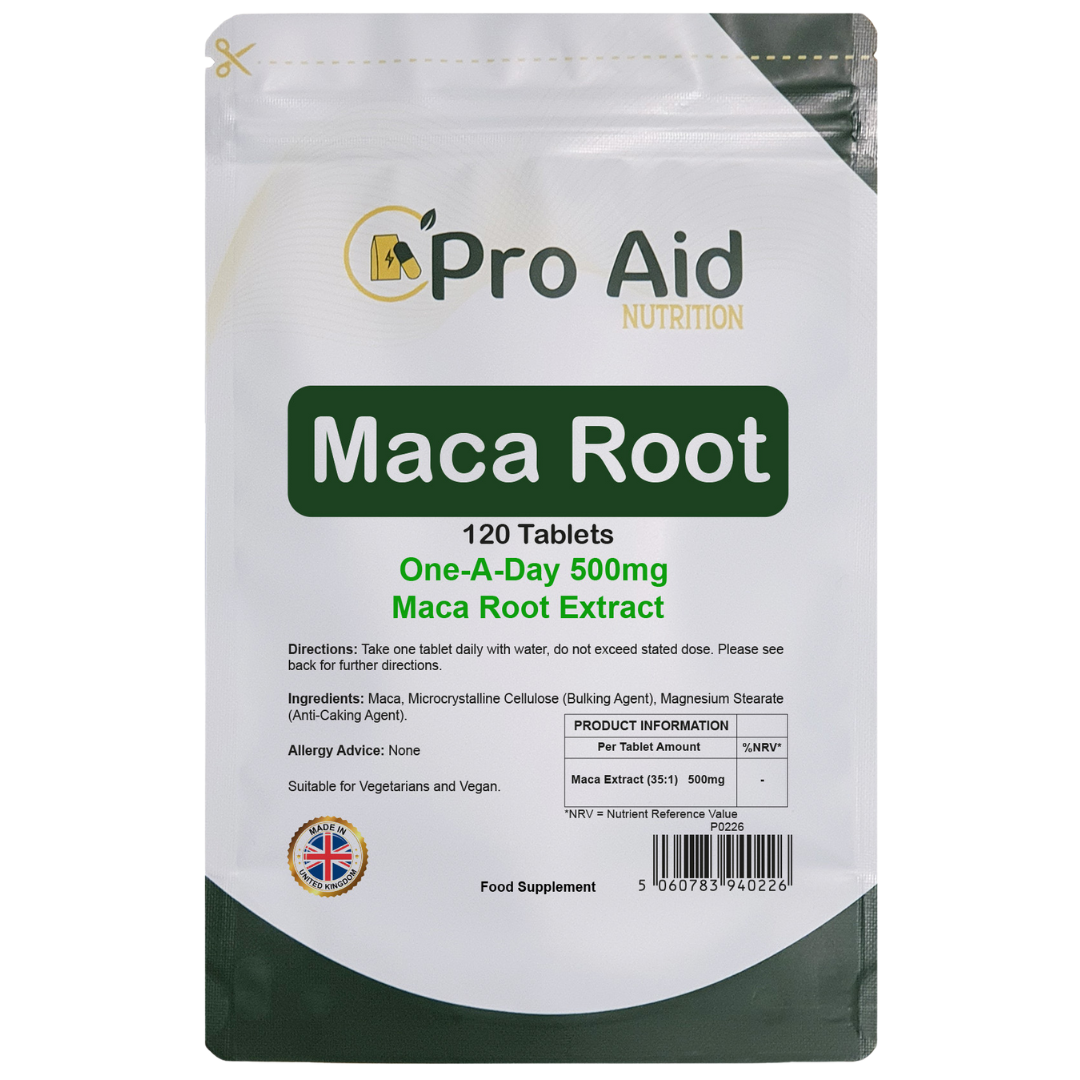 Maca Root 500mg Tablets | 120 Pack | High Strength Herbal Extract | Vegetarian & Vegan | By Proaid