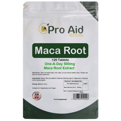 Maca Root 500mg Tablets | 120 Pack | High Strength Herbal Extract | Vegetarian & Vegan | By Proaid
