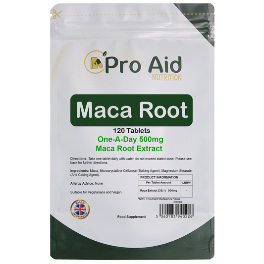 Maca Root 500mg Tablets | High Strength Herbal Extract | Vegetarian & Vegan | By Proaid