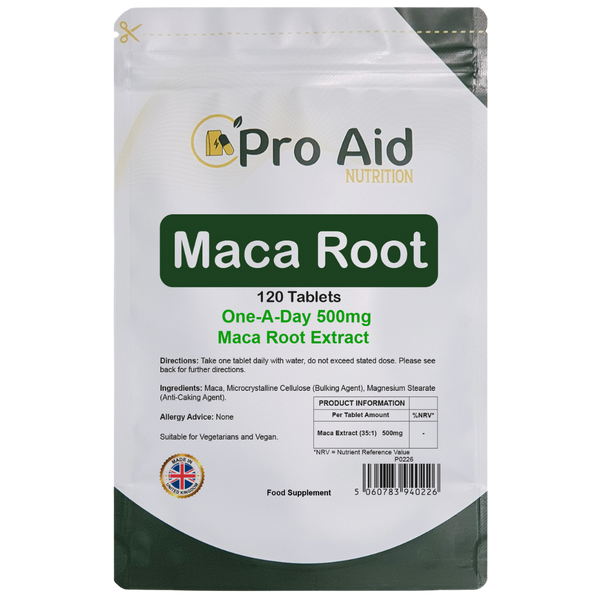 Maca Root 500mg Tablets  High Strength Herbal Extract  Vegetarian & Vegan  By Proaid