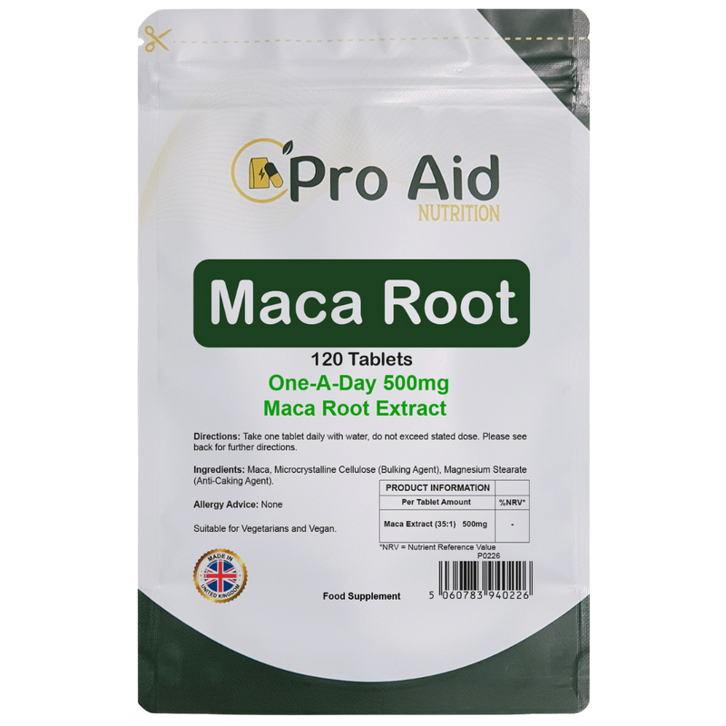 Maca Root 500mg Tablets | 120 Pack | High Strength Herbal Extract | Vegetarian & Vegan | By Proaid
