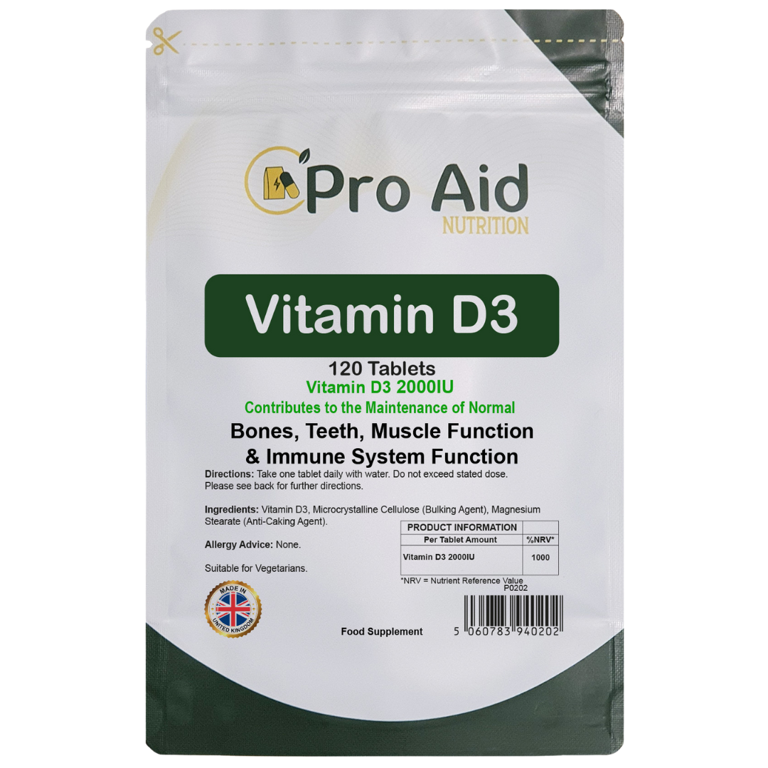 Vitamin D3 2000IU Tablets | 120 Pack | Immune Health | Suitable For Vegetarians | By Proaid