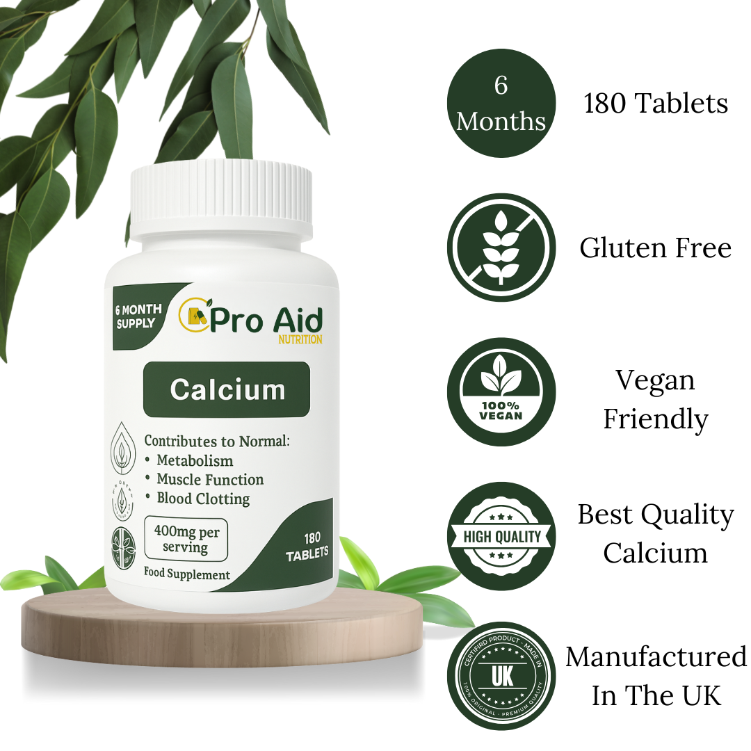 Calcium 400mg Tablets | 180 Pack | Healthy Bones & Teeth | UK Made | Vegan | By Proaid
