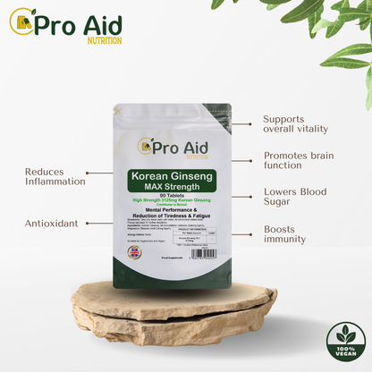 Korean Ginseng 3125mg Tablets | 90 Pack | Max Strength | Vegetarian & Vegan | By Proaid