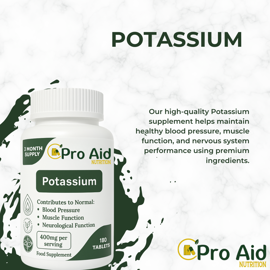 Potassium Tablets | 180 Pack | 3 Month Supply | Blood Pressure Support | Vegan | By Proaid