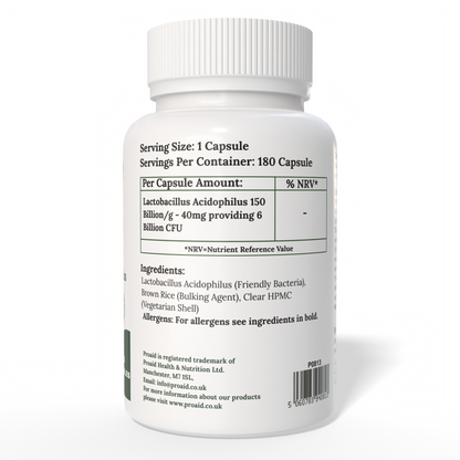 Probiotics Capsules | 180 Pack | 6 Month Supply | Gut & Digestive Support | Vegan | By Proaid