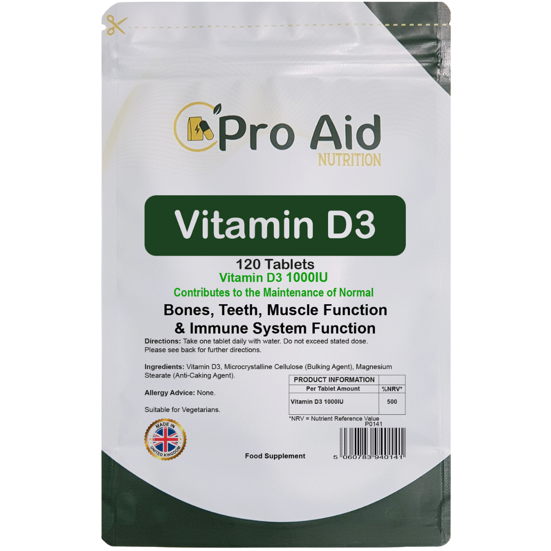 Vitamin D3 1000IU Tablets | 120 Pack | Immune Health | Suitable For Vegetarians | By Proaid
