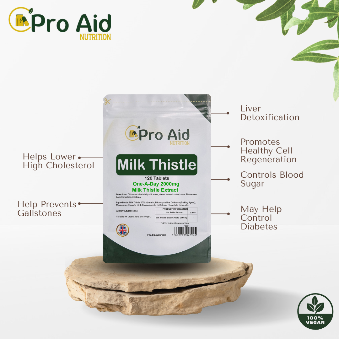 Milk Thistle 1000mg Tablets | 120 Pack | Vegetarian & Vegan | By Proaid