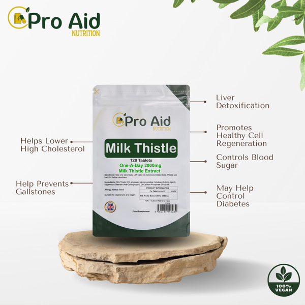 Milk Thistle 1000mg Tablets  120 Pack  Vegetarian & Vegan  By Proaid