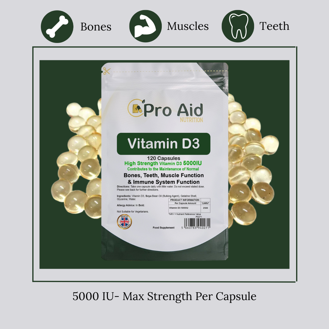 Vitamin D3 5000IU Tablets | 120 Pack | High Strength | Not Suitable For Vegetarians | By Proaid