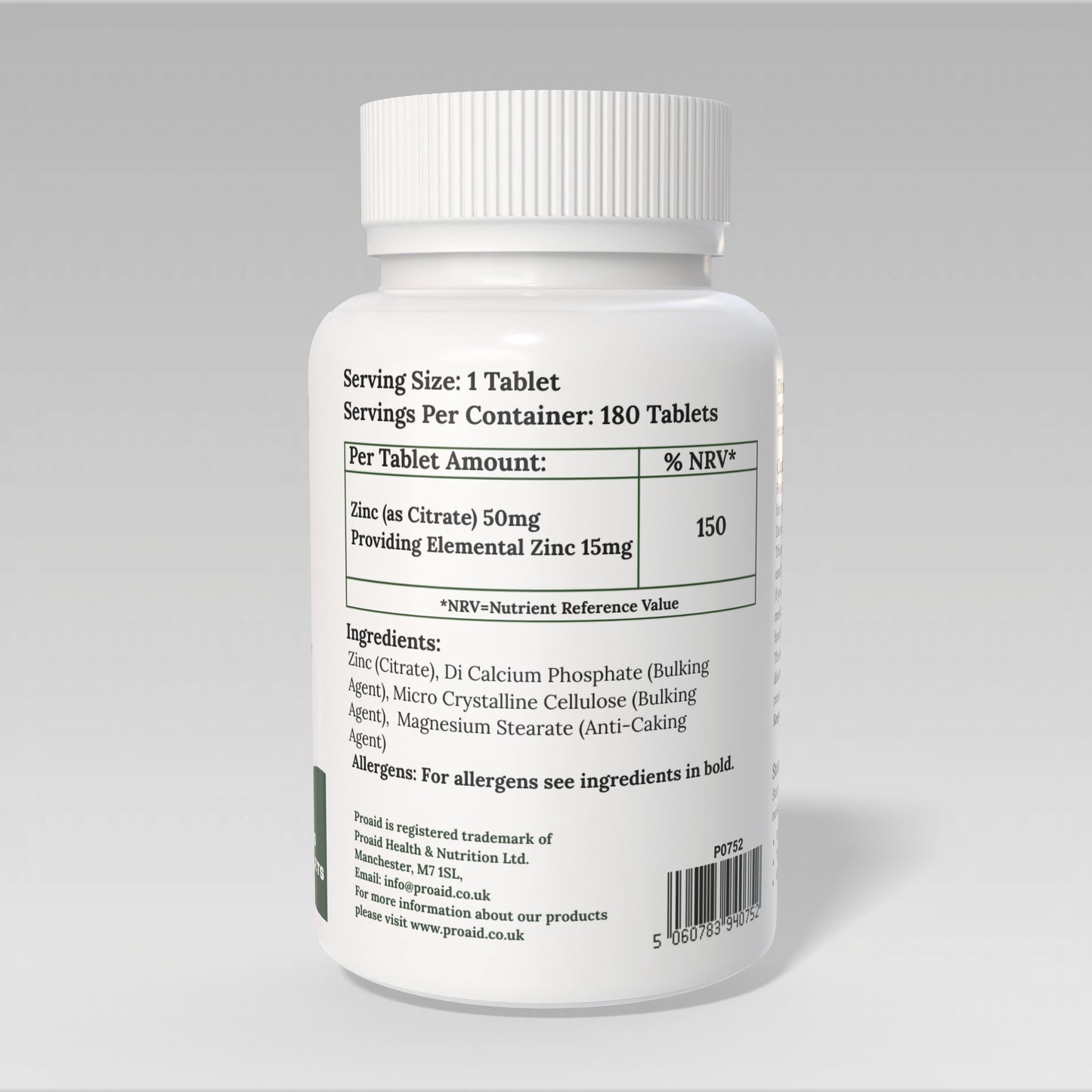 Zinc 50mg Tablets | 180 Pack | 6 Month Supply | Immune & Sexual Health Support | Vegan | By Proaid