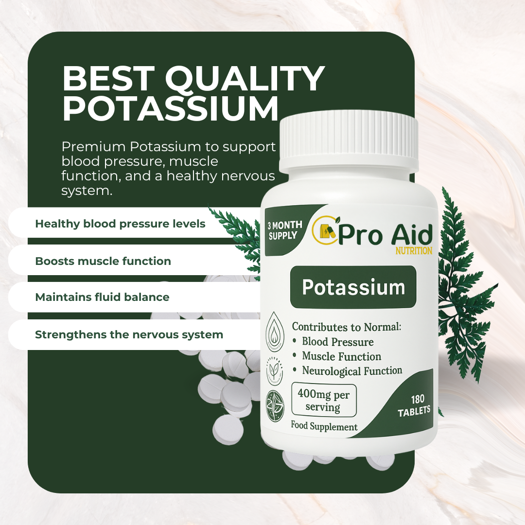 Potassium Tablets | 180 Pack | 3 Month Supply | Blood Pressure Support | Vegan | By Proaid