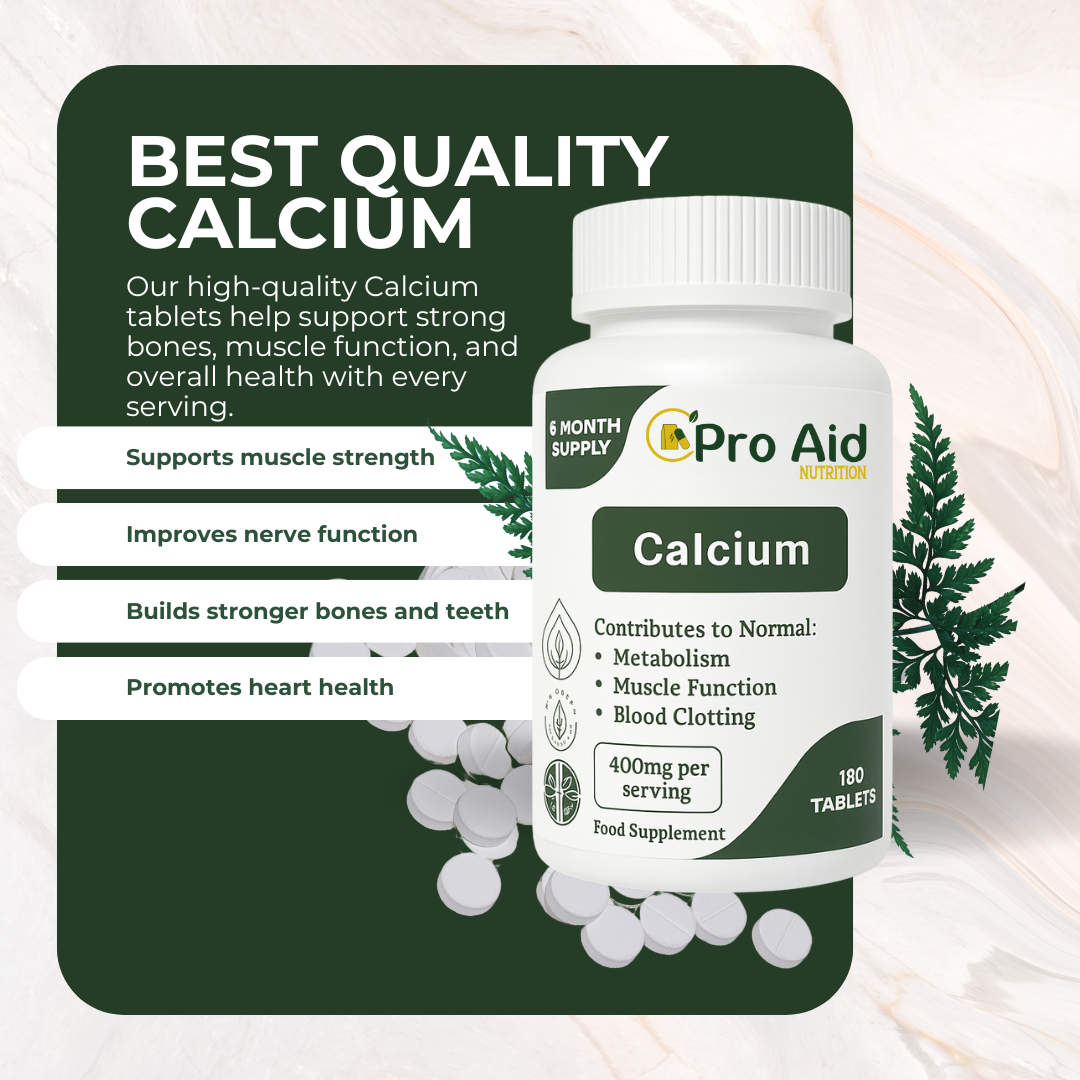 Calcium 400mg Tablets | 180 Pack | Healthy Bones & Teeth | UK Made | Vegan | By Proaid