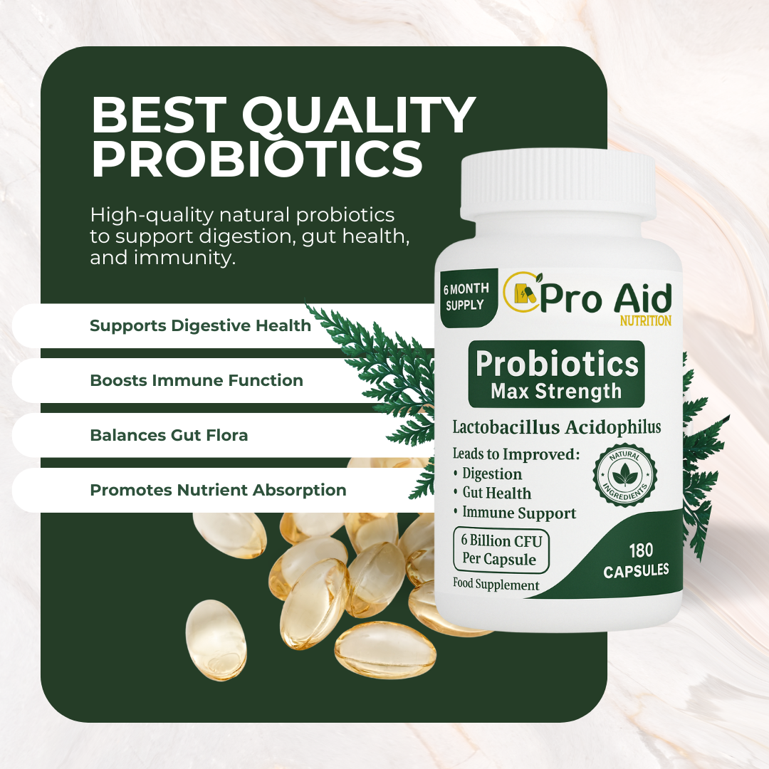 Probiotics Capsules | 180 Pack | 6 Month Supply | Gut & Digestive Support | Vegan | By Proaid