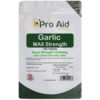 Garlic 10,000mg Tablets | 120 Pack | Immune Support | Vegetarian & Vegan | By Proaid