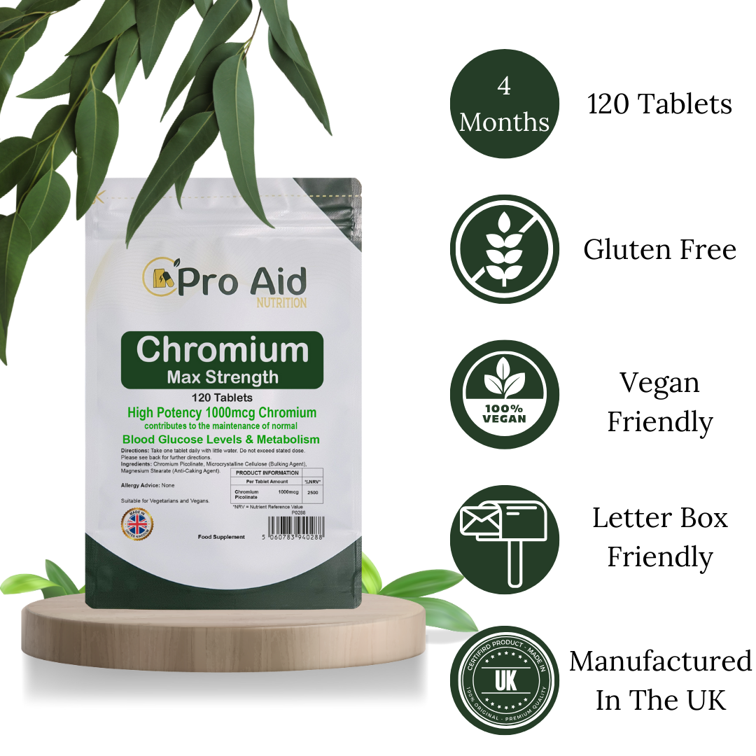 Chromium Picolinate 1000MCG Tablets | MAX Strength | 120 Pack | Vegetarian & Vegan | By Proaid