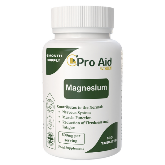 Magnesium Tablets 180 Pack by ProAid | Vegan & Vegetarian | 6 Months Supply | Made in UK | Easy to Swallow 11mm Tablets