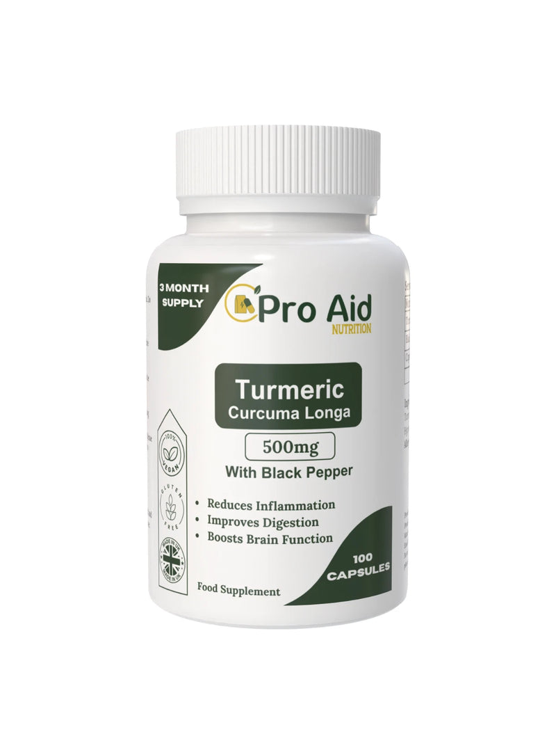 Turmeric Capsules | 100 Pack | With Black Pepper | Vegetarian & Vegan | By Proaid